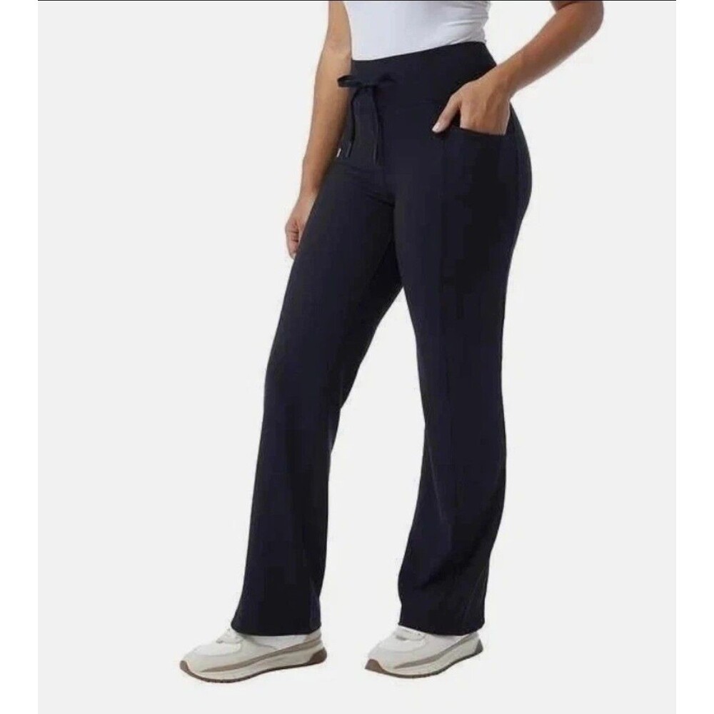 32 Degrees Cool Women's  Black Active Flare Pants Rib Pockets Size XL  NWT  E1